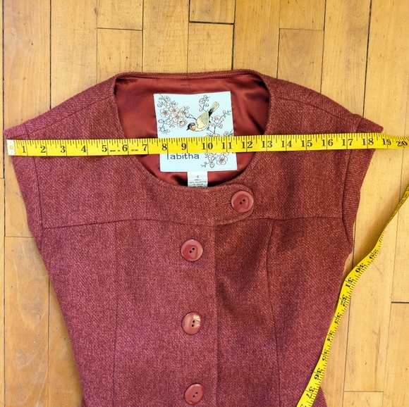 Anthropologie Tabitha Red Button-Down Mini Dress Coat vintage y2k - Picture 8 of 10